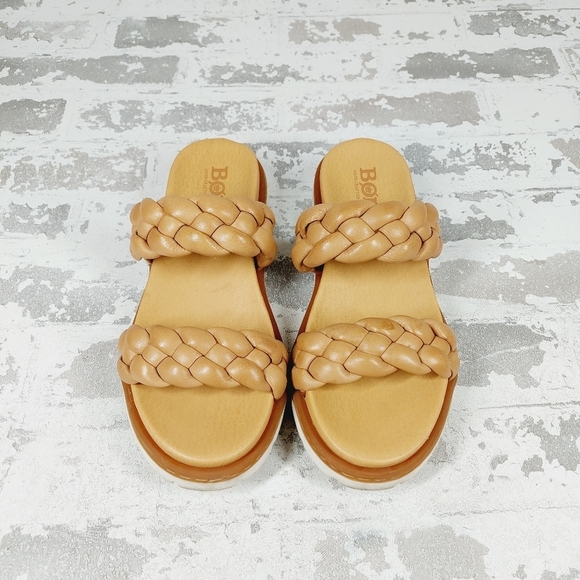 Born Fressia Light Braided Tan Slip On PLatform Sandals H571 - Picture 1 of 13